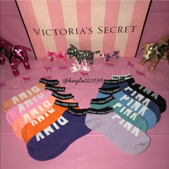 2 Pairs Victoria Secret LOVE PINK no-show ankle socks WITH TAGS 1 Lanyard